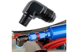 VVORHSBELL 8AN Male Flare to 1/4" NPT Male 90 Degree Fitting Adapter Aluminum Black