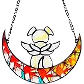 Stained Glass Angel Dog Memorial Suncatcher, Memorial Window Hanging Gifts for Loss of Dog | Sympathy Gifts | Passing Away Remembrance Memory Ornaments for Pet Lovers | Pet Bereavement