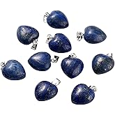BEEFLYING 10 Pcs Natural Lapis Lazuli Gemstone Heart Pendants Crystal Gem Stone Charms for Necklaces Bracelets Valentine's Day Jewelry Making