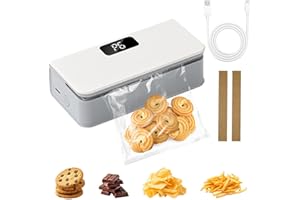 REESTBOO 2-in-1 Mini Bag Sealer, Rechargeable Sealer Machine with LED Power Temperature Display, Heat Sealer and Cutter with 