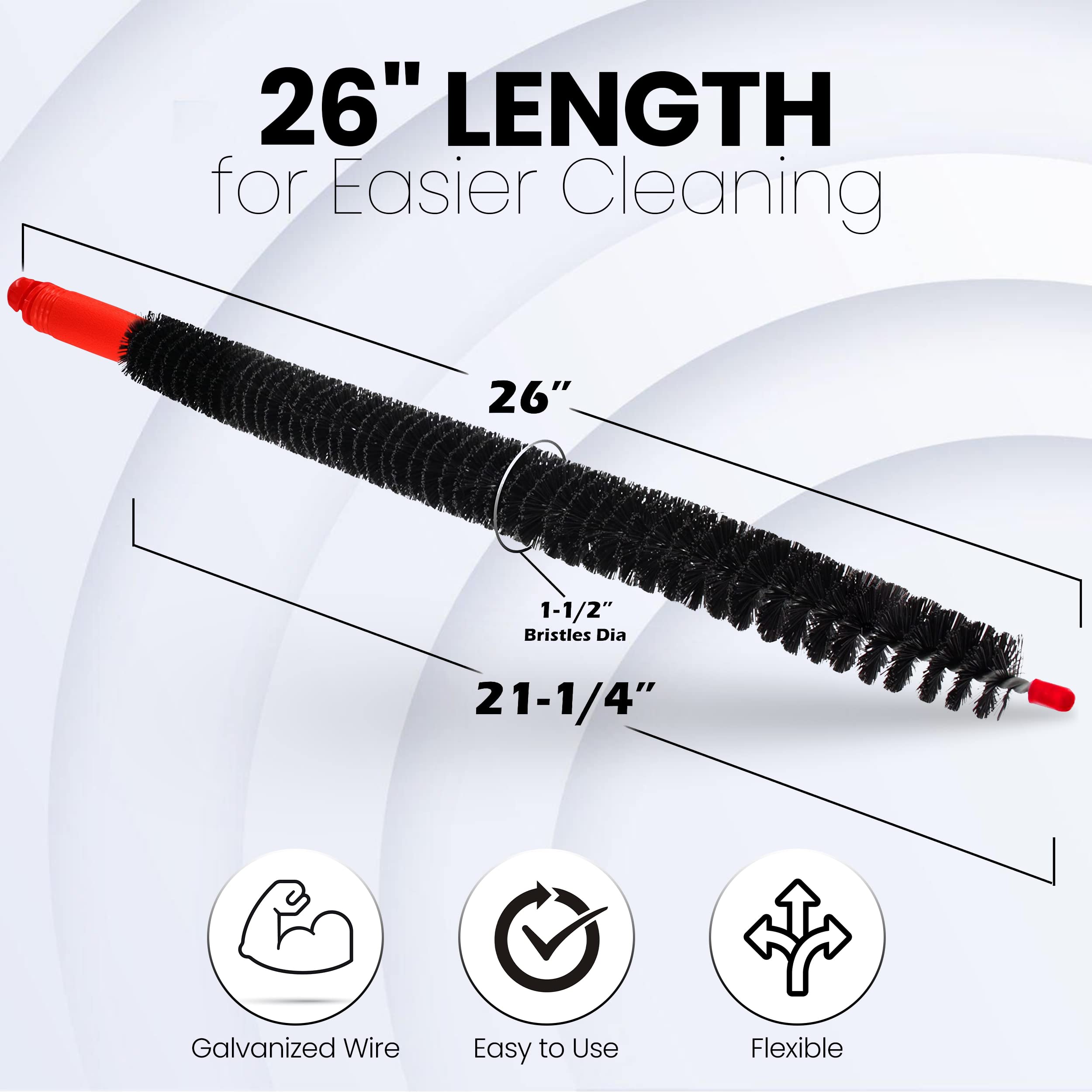 Vanitek Dryer Vent Cleaner Lint Brush, Long Flexible Refrigerator Coil Cleaning Brush, 26 Inch,Black,Large (Pack of 1),1295