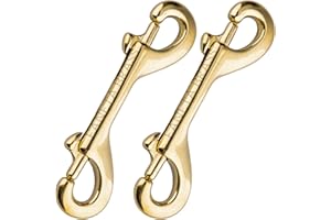 Faneta Solid Brass Double Ended Bolt Snap Hook, Marine Grade Double End Scuba Diving Clips, Heavy Duty Trigger Chain Clip Key Holder for Pet Feed Bucket Hammock Horse Tack (2-Pack) (90mm)