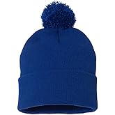 Sportsman Pom-Pom 12" Knit Beanie One Size Royal Blue