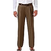 Haggar Men's Cool 18 Pro Classic Fit Pleat Front Hidden Expandable Waist Pant- Regular and Big & Tall Sizes