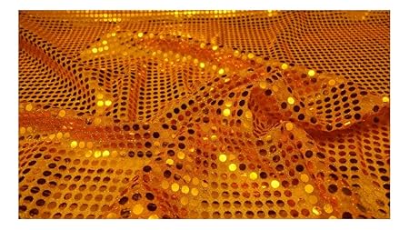 Fabrics-City % ORANGE/ORANGE HOCHWERTIG PAILETTEN STOFF PAILLETTENSTOFF 6MM STOFFE, 2957