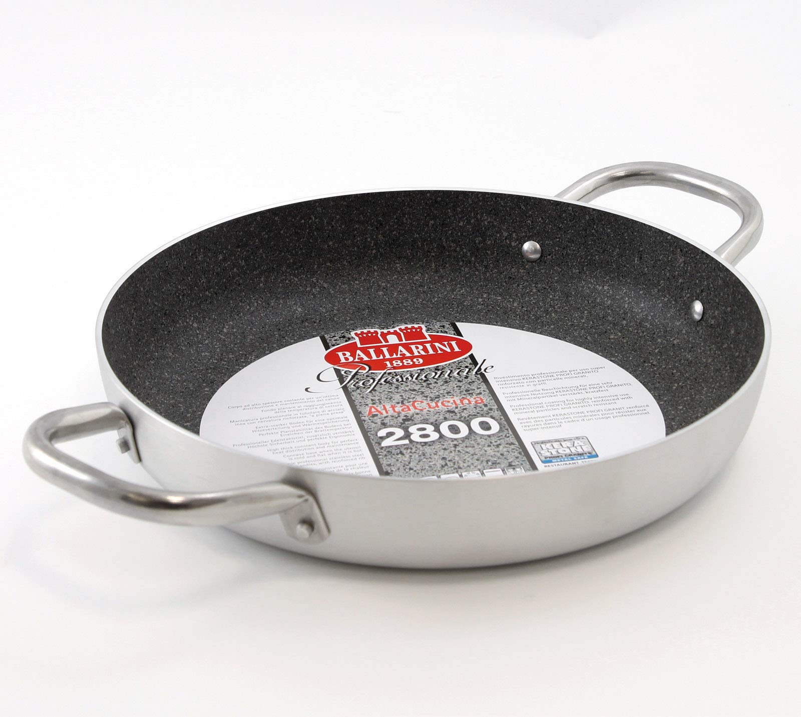 BALLARINI B53T64 Frying Pan, 2 Handles, Diameter 40 cm, Professional Granite