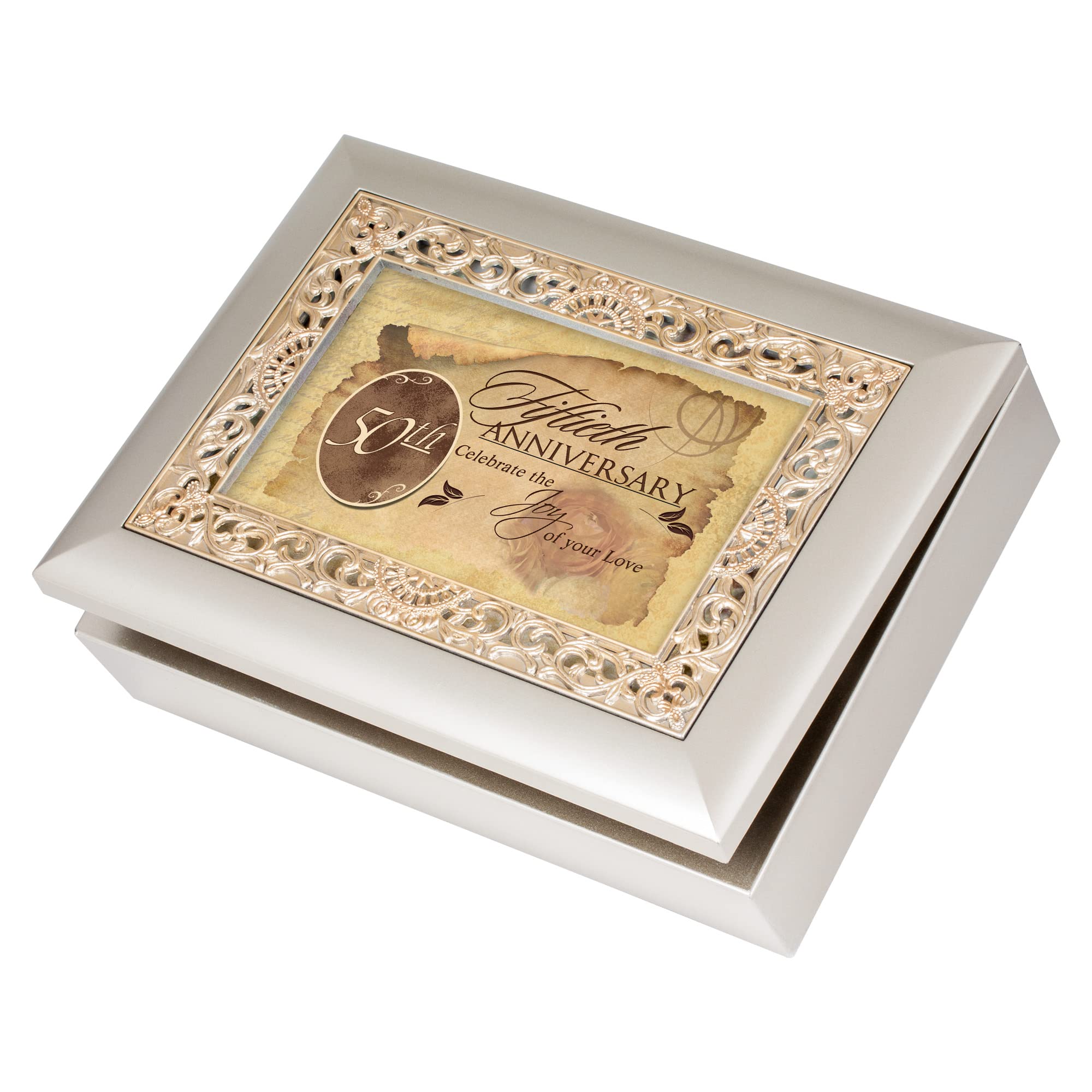 Cottage Garden Music Box - 50Th Anniversary Plays Unchained Melody With Ornate Champaign Silver Finish