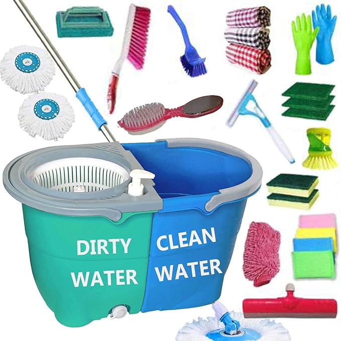 VMop Jumbo Double Magic Dry Bucket Mop 360 Degree Self Spin Mop for