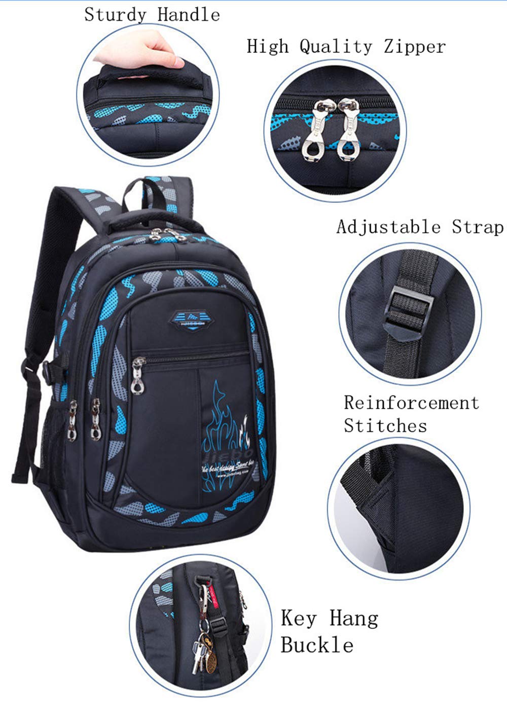 Backpack Boys Elementary School Bookbag Durable Heavy Duty Student Teenage Sturdy Kids Travel Waterproof Big (Green) Large