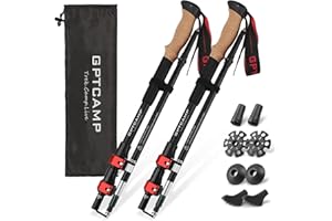 GPTCAMP Walking Sticks,Trekking Poles Collapsible Hiking Poles,Lightweight Folding Travel Walking Pole for Men Women,2pc Adjustable Hiking Stick with EVA Foam Grips for Backpacking