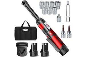 Dobetter Electric Ratchet Wrench 3/8 Cordless Ratchet Wrench Set, Extended 55 N·m Battery Powered Ratchet Tool with 2 * 2Ah Battery, 1 Fast Charger, 7 Sockets, 2 Screwdrivers, 2 Adapters