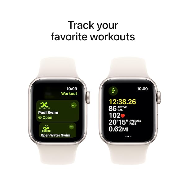 APPLE WATCH SE (2ND GEN) [GPS 40MM] SMARTWATCH WITH STARLIGHT ALUMINUM CASE WITH STARLIGHT SPORT BAND S/M. FITNESS & SLEEP TRACKER, CRASH DETECTION, HEART RATE MONITOR
