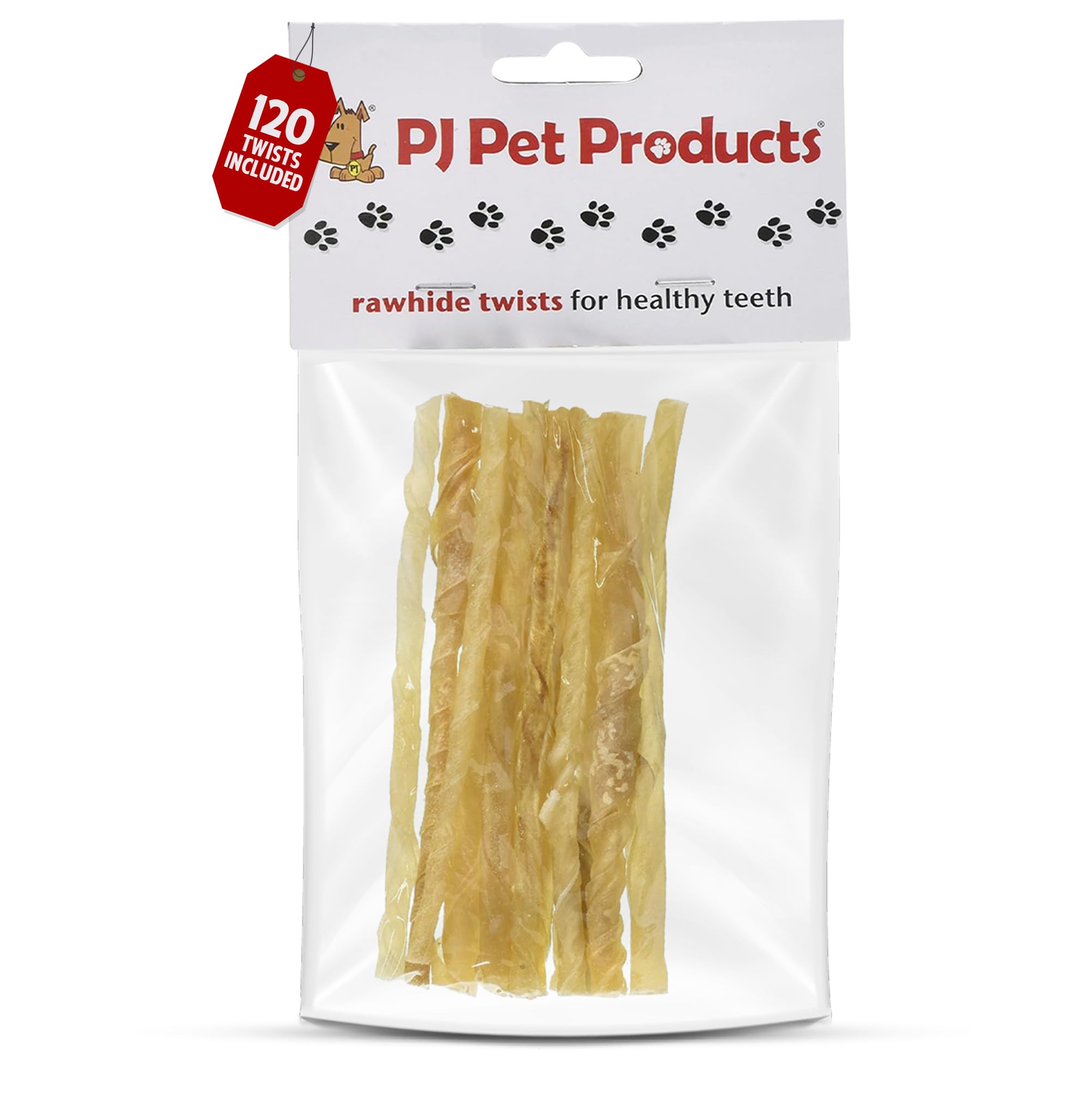 PJ Pet Products Rawhide Twists, 125mm, 120 Pieces