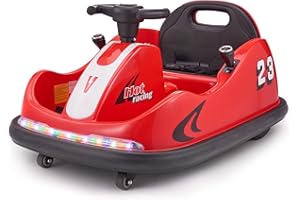 Kids Republic 6V Electric Bumper Car for Kids with 360° Rotation, Dual Motors, Parental Remote Control, Safety Belt, and Colo