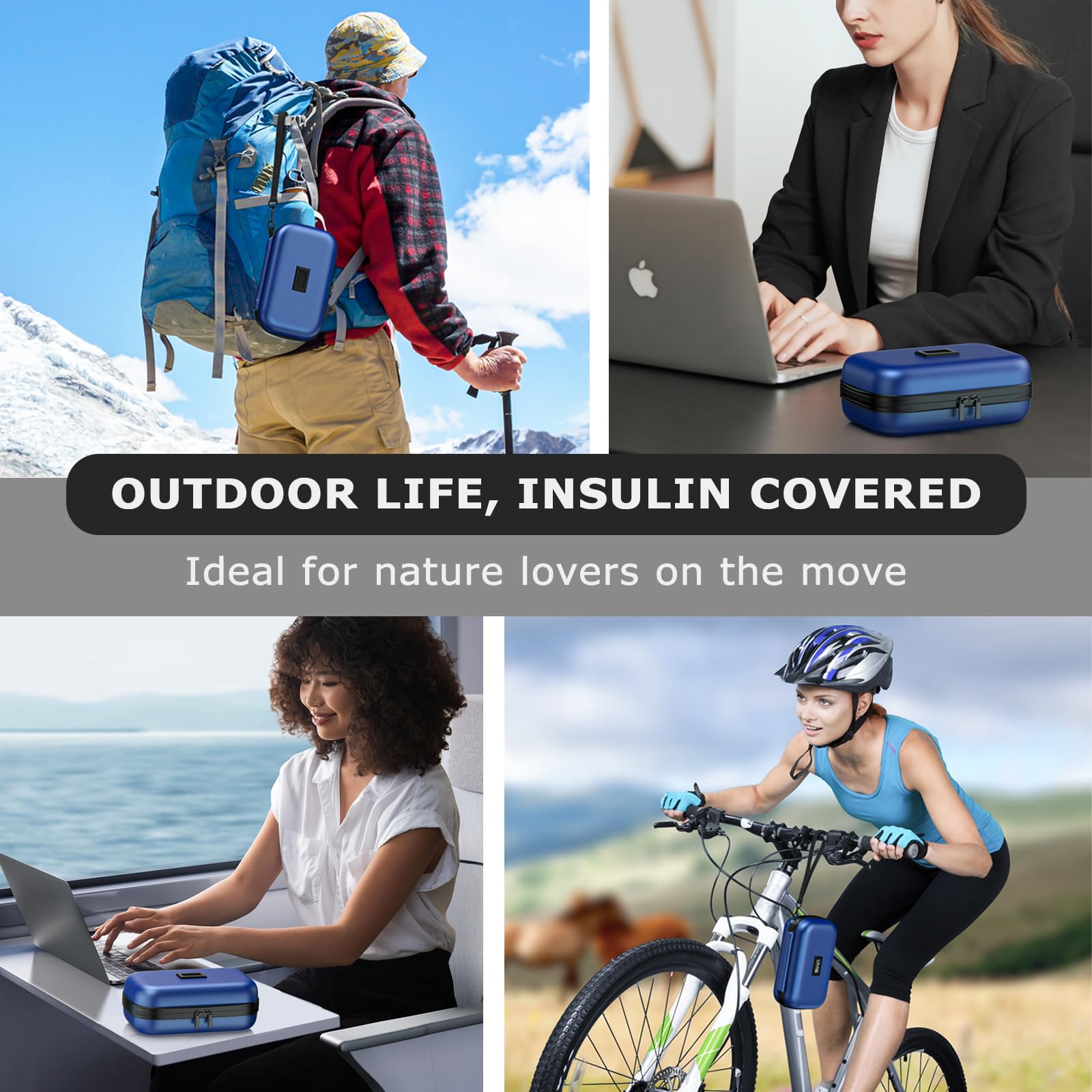 WOODAKE Insulin Cooler Travel Case TSA Approved Medication Cooler with Digital Temp Display 2 Ice Packs for Insulin Travel Case Diabetes Storage 4-6 Pens