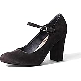 J.Adams Skippy Round Toe Chunky High Heel Mary Jane Pumps for Women – Adjustable Strap Dress Shoes, Comfortable Block Heels for Work, Party, or Wedding