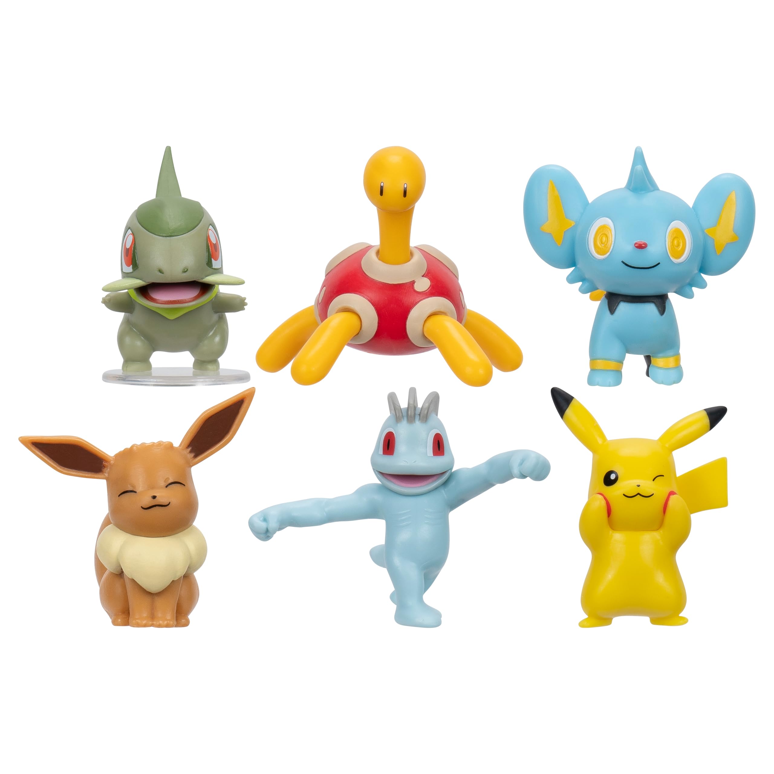 Pokémon Battle Figure 6 Pack - Features 2-Inch Battle Figures of Pikachu, Shuckle, Axew, Shinx, Eevee & Machop — image 1