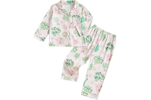 fyclemt Toddler Baby Boy Girl St. Patricks Day Silk Pajamas Set Luck Clover Short Sleeve Shirts Top Pj Shorts Satin Nightgown