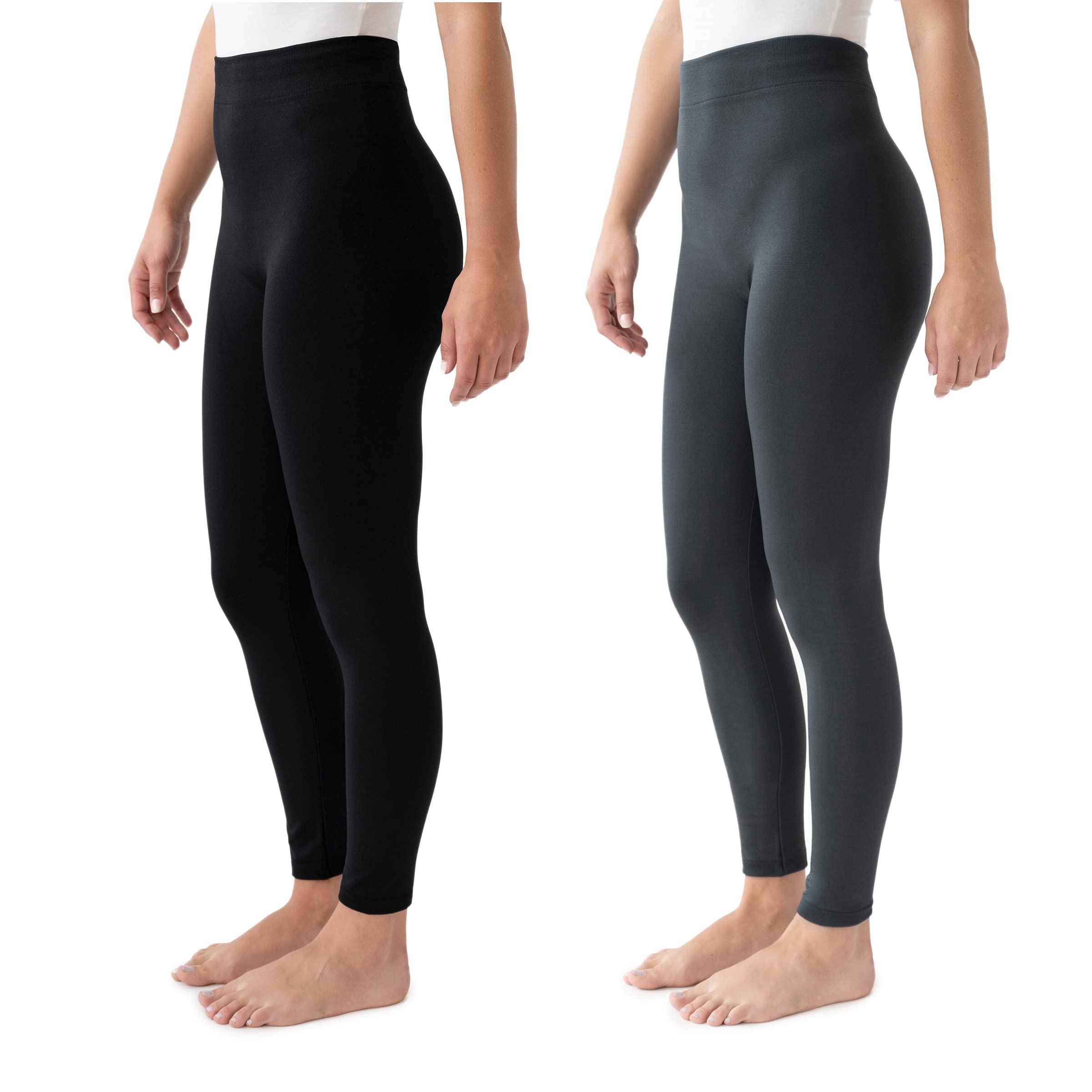 MUK LUKS womens Muk LuksÃ‚® Women’s 2 Pack of Leggings Hosiery, Charcoal/Black, Medium-Large US
