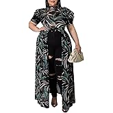 Women's Plus Size High Low Tops Blouse Puff Short Sleeve Mesh See Through Maxi Tunic Shirt Dresses