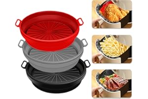 Kuword Silicone Air Fryer Liners,Silicone Liner Air Fryer Foldable 7.5inch for 5QT to Above,3 Pcs Air Fryer Basket,Airfryer Liners Inserts,Non-stick Dishwas,Resistant up to 450°F