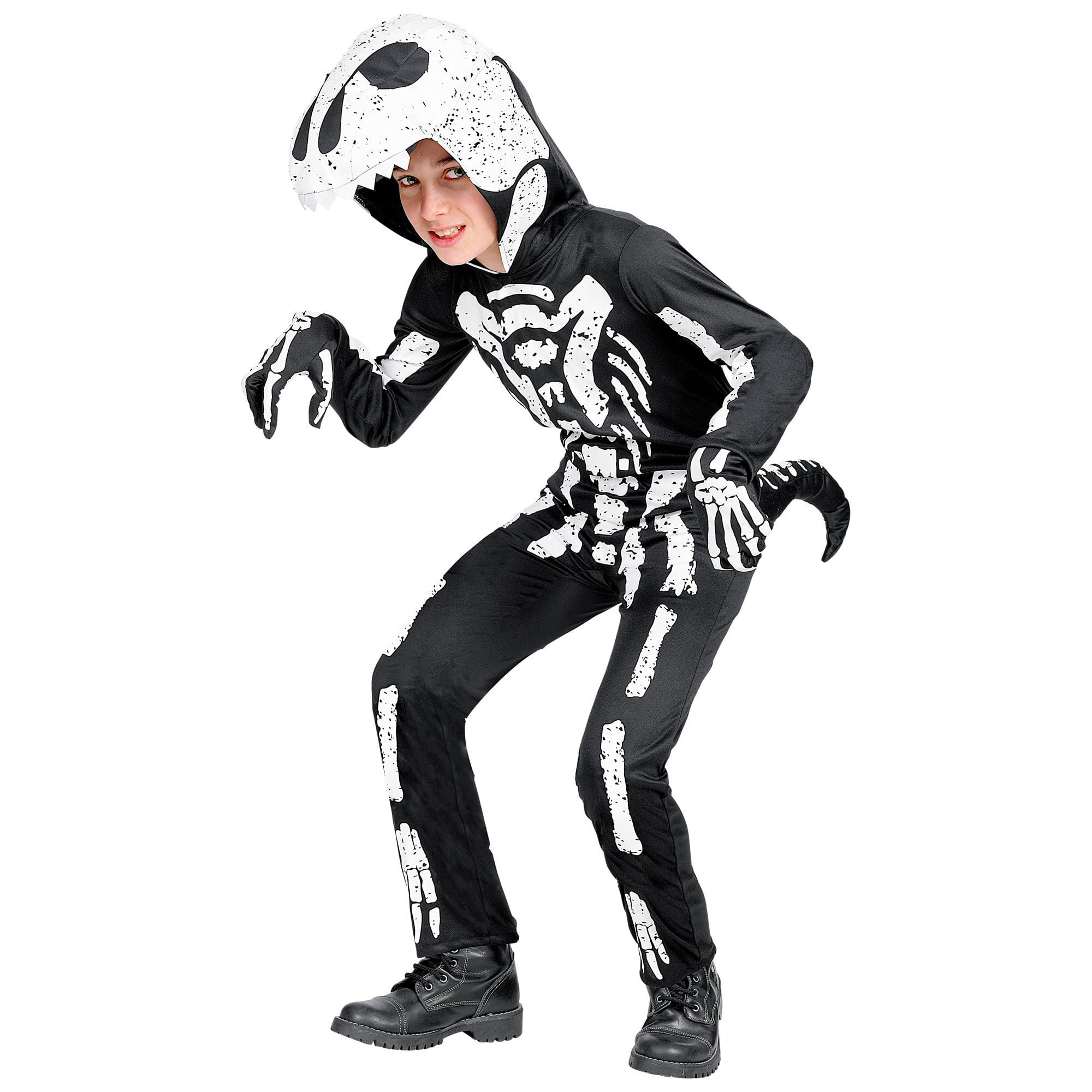 Widmann Children's Tyrannosaurus Skeleton Costume, Jumpsuit with Hood and Mask, Halloween, Carnival, Theme Party