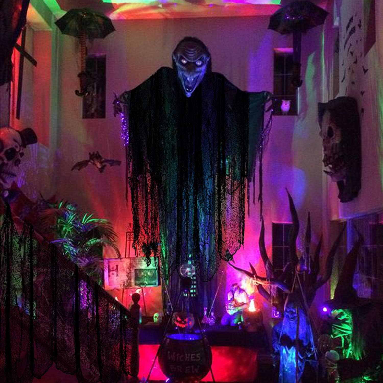 Joyjoz 2 Packs Halloween Creepy Cloth (40 x 300 Inch), Creepy Spooky Halloween Decorations Outdoor Party Supplies Décor for Haunted House, Patio, Garden, Indoor Wall Windows: Home & Kitchen