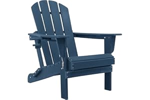 Restcozi Adirondack Chairs, HDPE All-Weather Adirondack Chair, Fire Pit Chairs (Folding with Cup Holders, Navy Blue)