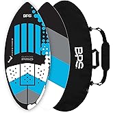 BPS New Zealand &lsquo;Gator PRO&rsquo; High Performance Fiberglass Skimboard with Optional Padded Carry Bag Made from Recycled Plastics with Custom Traction Pads for Kids &amp; Adults &ndash; Choose from 3 Sizes