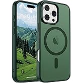 SUPFINE Magnetic for iPhone 16 Pro Case (Compatible with MagSafe) (Military Grade Drop Protection) Slim Translucent Matte Shockproof with Anti-Fingerprint Phone Case,Forest Green