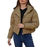 Yimoon Womens Winter Cropped Puffer Jacket Hooded Zip Up Short Warm Quilted Puffer Coat Outerwear