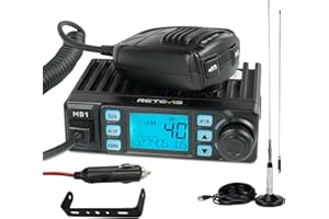 Retevis MB1 40 Channel CB Radio, Noise Cancellation Long Range Mobile Radio, with CB Antenna and Cigarette Lighter, Emergency Channel 9/19, 7-Color Screen, Auto-Scan, External Speaker Jack for Trucker