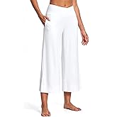 ISEEGZ 25" Wide Leg Yoga Pants for Women High Waisted Womens Loose Lounge Cropped Pants Travel Crop Pants with Pockets
