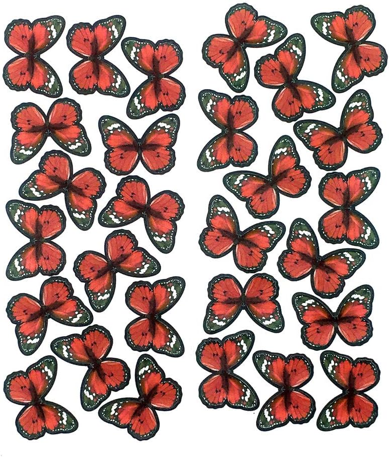Edible Butterflies Cake Toppers,Red, Middle Size Set,M