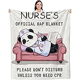 Nurse Appreciation Gifts for Women, Nurses Week/Day Gift for Her, Nursing Graduation Gifts - Funny Flannel Panda Blanket, LPN RN Birthday Gift for Nurses Practitioner Nursing Student, 60" x 50"