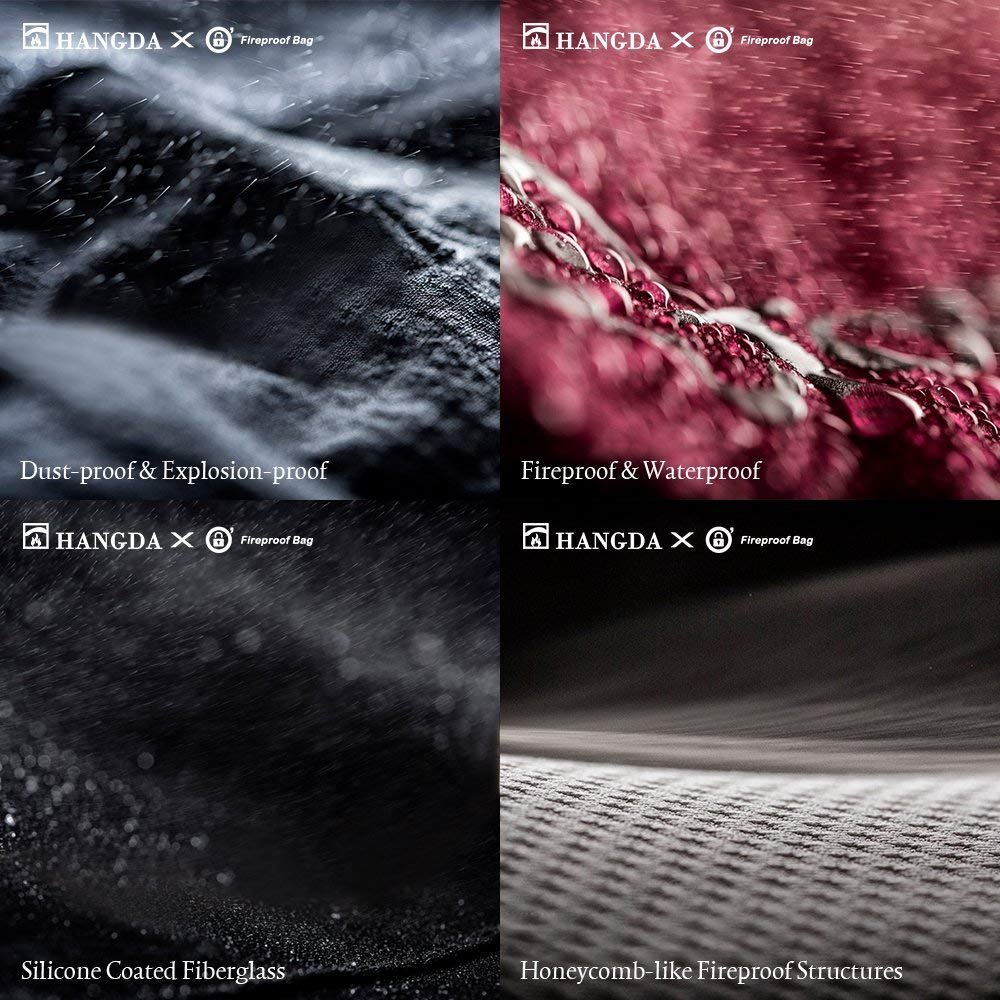 Fireproof Document Bag,Non-Itchy Double Silicone Coated Fire &Water & Explosion Resistant Metal Zipper Double Pockets Withstand 2300℉. Fireproof Safe Storage for Important Properties, Certification