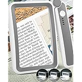 AKKYCVS Magnifying Glass with Light, Rechargeable 5X Large Page Magnifier for Reading, Folding Handheld Dimmable, LED Lighted