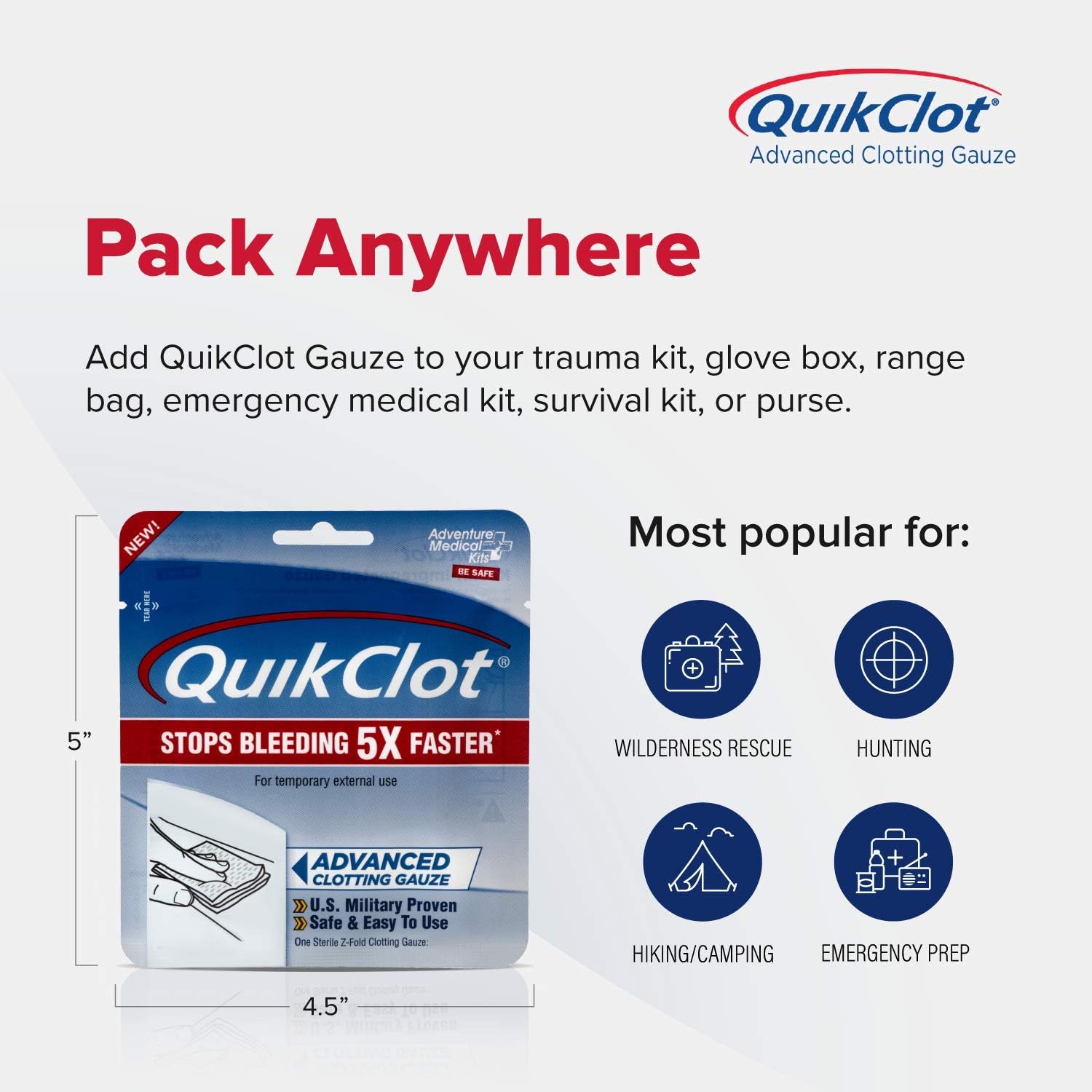 QuikClot Advanced Clotting Gauze - 3 x 24 in: Sports & Outdoors