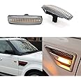 Xinctai 2PCS Flowing Sequential LED Side Marker Light Turn Signal Lamp Dynamic Blinker for Range Rover Sport L320, LR2 Freelander 2 L359, LR3 LR4 Discovery 3 4 L319 (Clear Lens)