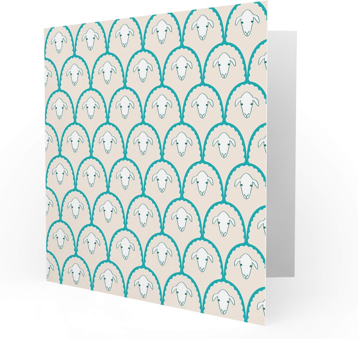 Wee Blue Coo CUTE SHEEP WHITE PATTERN BLANK GREETINGS BIRTHDAY CARD ART, 15 x 15 cm - Image 3
