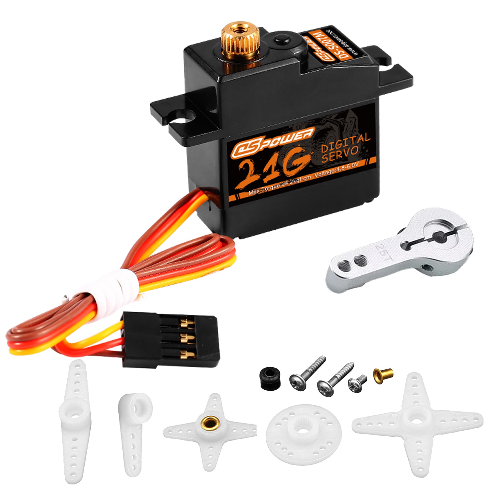 Photo 1 of DSPOWER 21G Mini Servo Micro Servo with 25T Arm,Digital Servo Full Metal Gear for 1/18 1/16 1/14 RC Crawler Car,Truck, Boat Airplane Robot Upgrade Parts