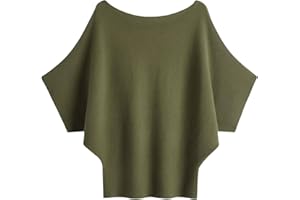 LYBHFCFC Women's Batwing Sweaters Oversized Boat Neck Dolman Sleeve Slouchy Ribbed Knit Pullover Tops One Size