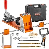 VEVOR 34 Pcs Pocket Hole Jig Kit, Adjustable Versatile Pocket Hole Jig with Toolbox,11" C-clamp, Fixture, Step Drills, Wrenches, Drill Stop Rings, Square Drive Bits-Gifts for Him