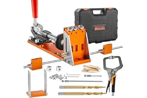 VEVOR 34 Pcs Pocket Hole Jig Kit, Adjustable Versatile Pocket Hole Jig with Toolbox,11" C-clamp, Fixture, Step Drills, Wrenches, Drill Stop Rings, Square Drive Bits-Gifts for Him