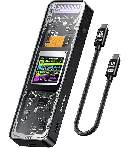 DOCKCASE Gabinete SSD Visual Smart M.2 NVMe, suporta PLP de 10s