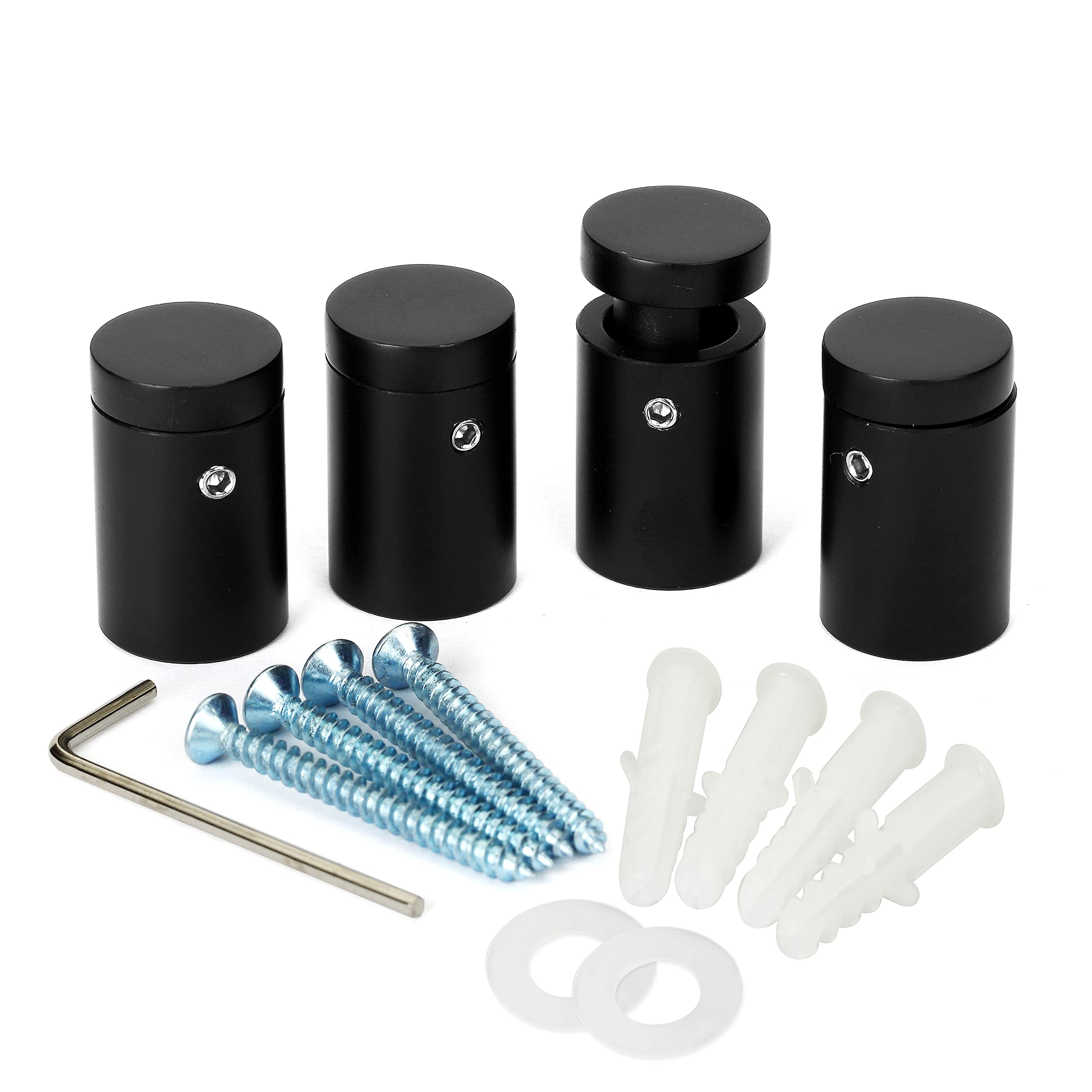 MALLEABLE Side Clamp Standoffs 19mm*25mm Black Aluminum,Edge Grip Standoffs for Glass,Burglarproof Sign Standoff,for Acrylic,Glass,PVC,Glass Panel,Pack of 4