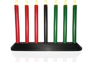 GENERIC Kwanzaa Kinara Candle Holder Set with Flameless Battery Powered Electric Candles