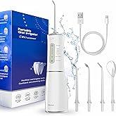 Hevva Water Dental Flosser 300ML Large Size Water Tank Rechargeable IPX7 Waterproof Teeth Pick Portable Cordless Oral Irrigator Electric Flossing Machine Cleaning Braces Gums Care Home Travel White