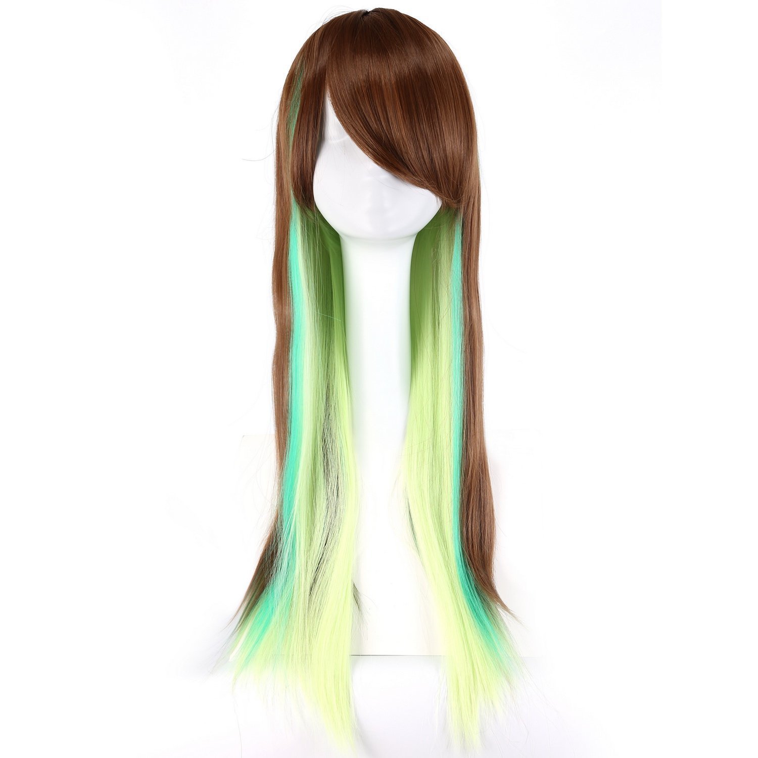 Buy Flax Brown Emerald Green Mapofbeauty 28 70cm Fashion Side Bangs Long Straight Cosplay Wig Flax Brown Emerald Green Online At Low Prices In India Amazon In