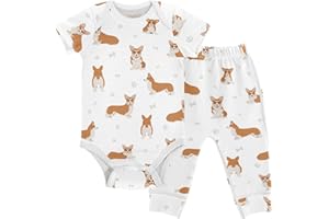 vvfelixl Baby Pants Sets Black Dachshund Long Haired Short Sleeve Baby Clothes for Boys Girls 0-24M